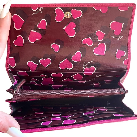 🩷 Gucci Heart Interlocking GG Long Continental Snap Wallet Pink Limited Edition - Picture 4 of 15